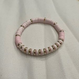 Heishi 6MM Beaded Bracelet | Stretchy Bracelet | Pink & Gold